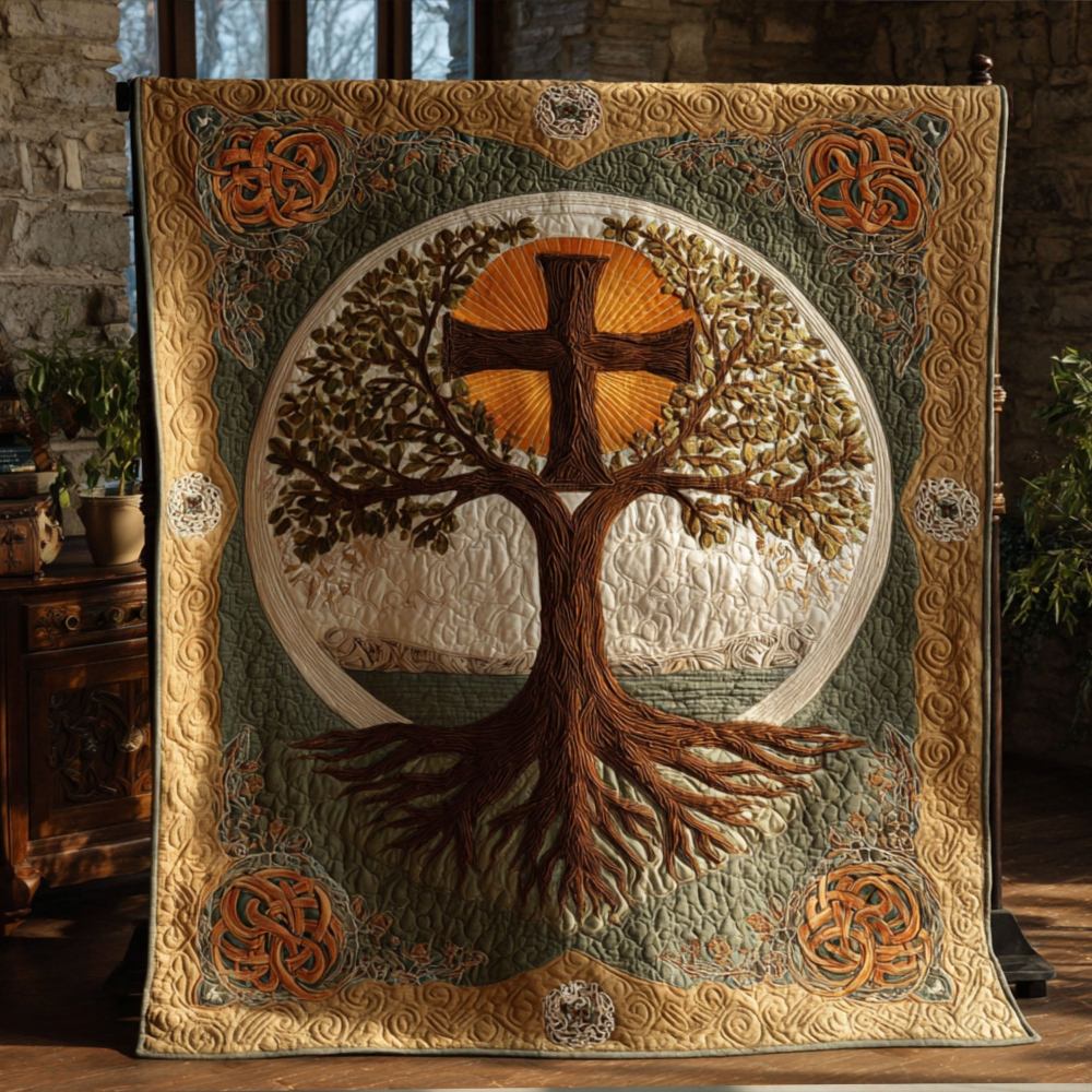 Eternal Cross Quilted Blanket Christmas Room Decor Faith Based Graduation Gifts - Marykun