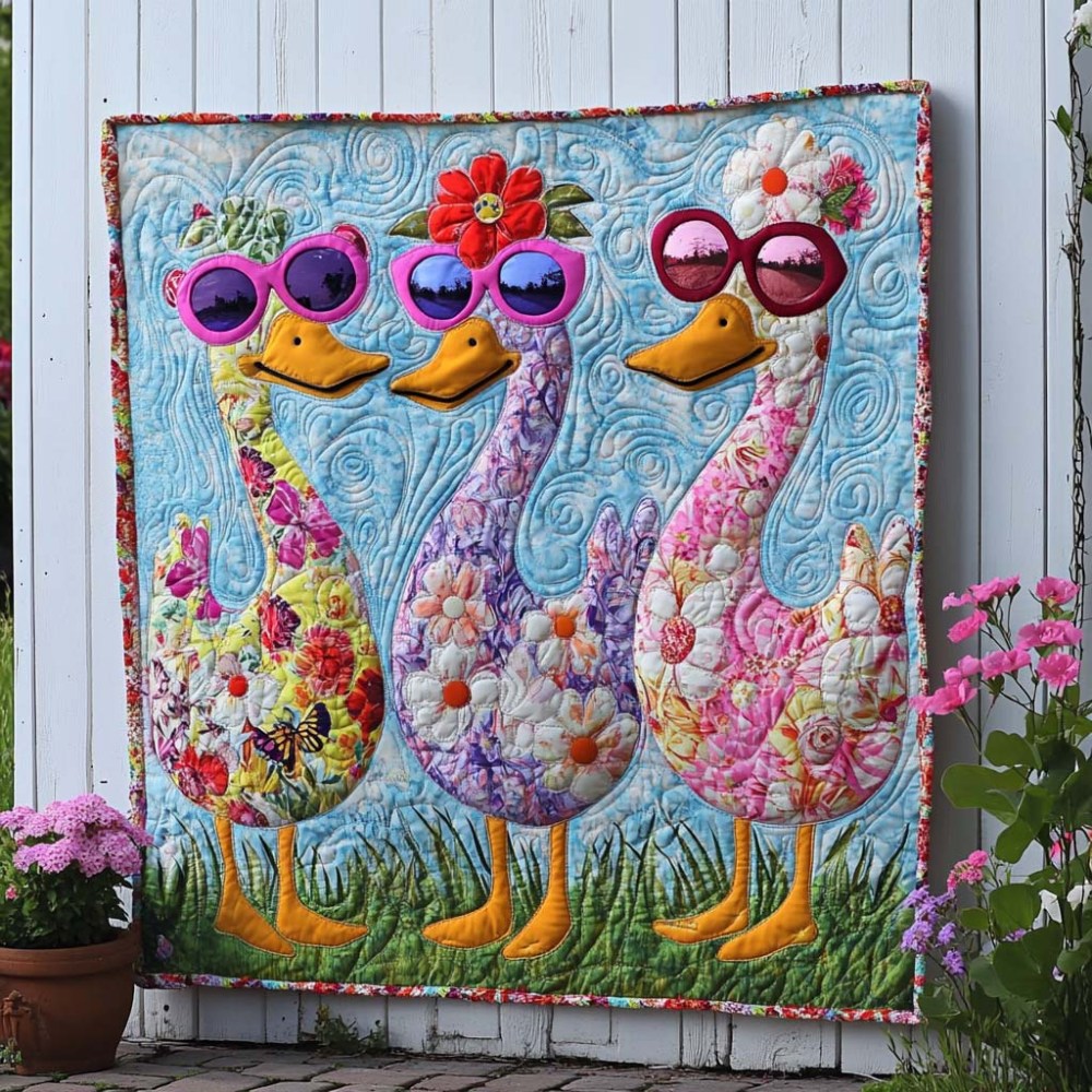 Evening Duck Song Quilted Blanket Cute Bedroom Decor Camping Gifts For Dad - Marykun