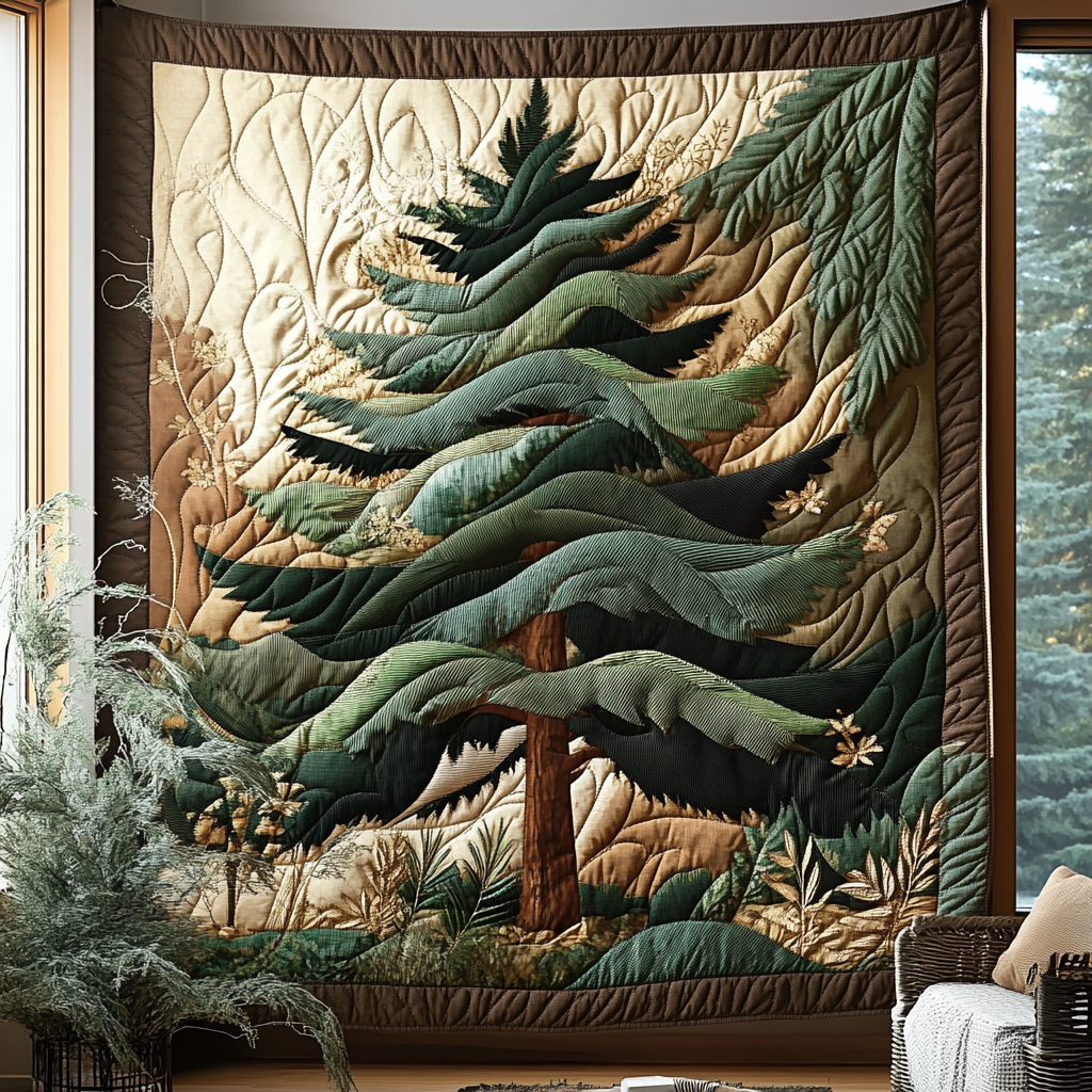 Evergreen Dreams Quilted Blanket Home Bedding Decor Gift For Nature Lovers - Marykun