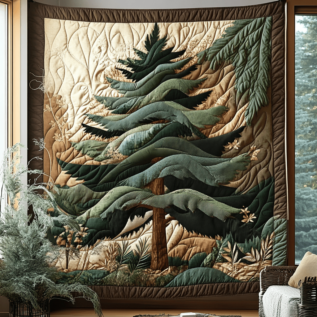 Evergreen Dreams Quilted Blanket Home Bedding Decor Gift For Nature Lovers - Marykun