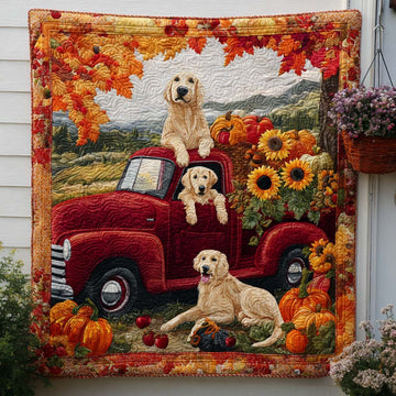 Fall Ride Quilted Blanket Fall Theme Throw Blanket Chihuahua Gifts Dog Lovers - Marykun