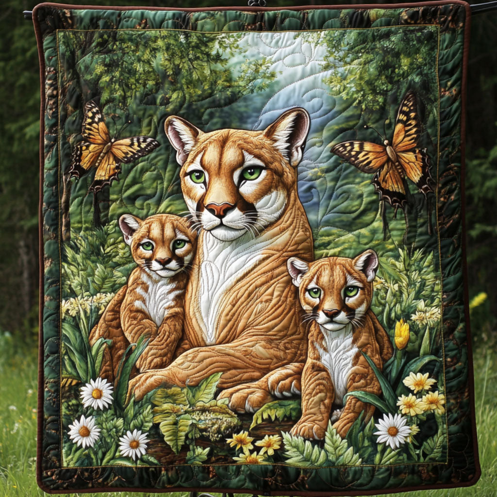 Family of Panthers Quilted Blanket Christmas Throw Blanket Gift For Wildlife Lovers - Marykun