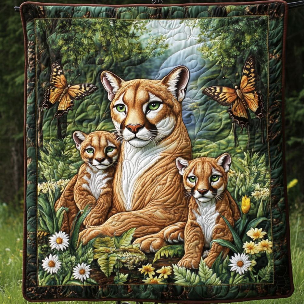Family of Panthers Quilted Blanket Christmas Throw Blanket Gift For Wildlife Lovers - Marykun
