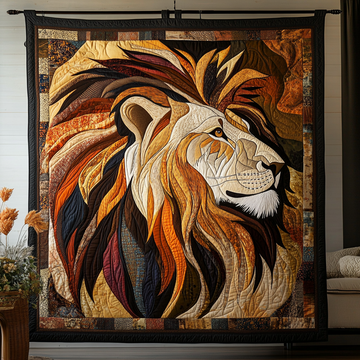 Fearless Lion Quilted Blanket Christmas Room Decor Presents For Wildlife Lovers - Marykun