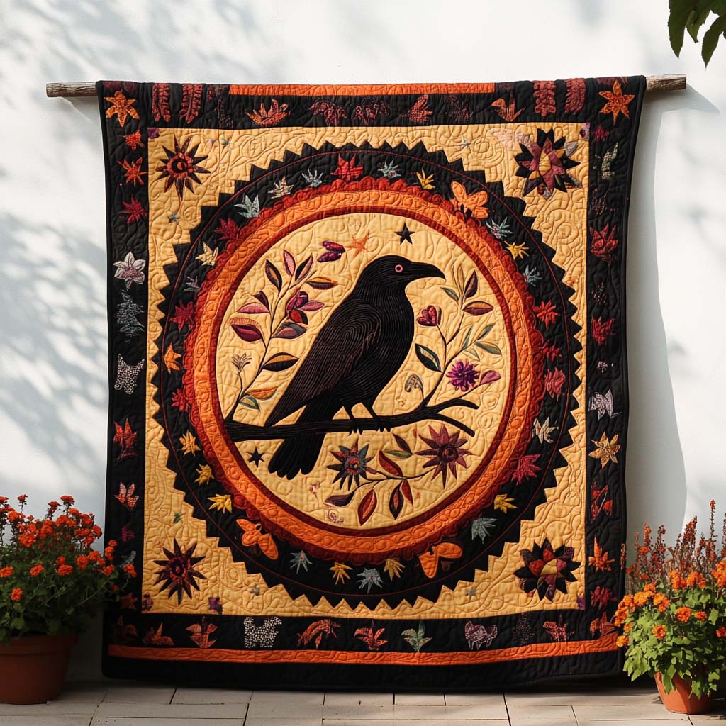 Feather and Fog Quilted Blanket Bedroom Decor Christmas Raven Gifts For Men - Marykun