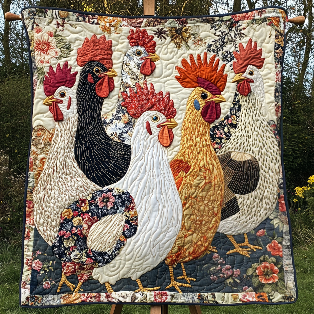 Feather Friends Quilted Blanket Sofa Couch Throw Blanket Cute Chicken Gifts For Kids - Marykun