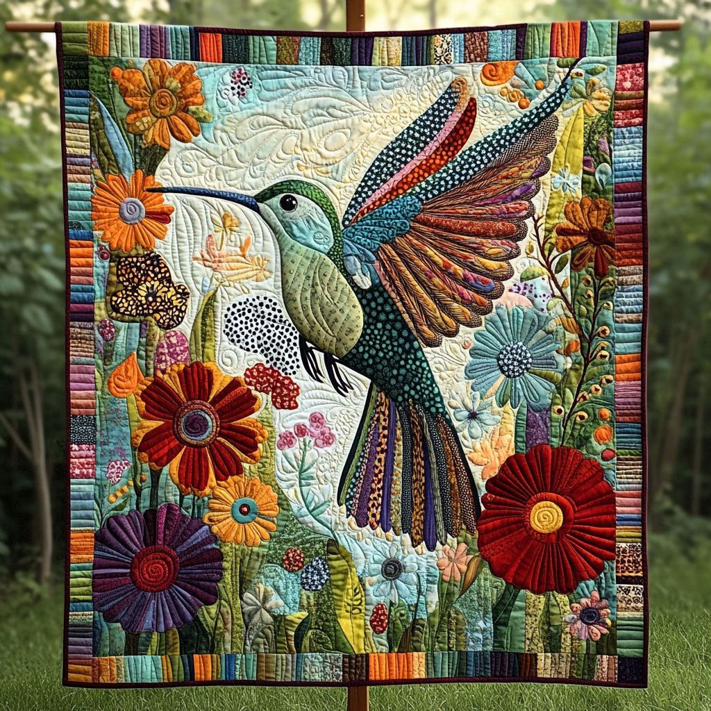 Feathered Fantasy Quilted Blanket Xmas Holiday Hummingbird Gifts For Men - Marykun
