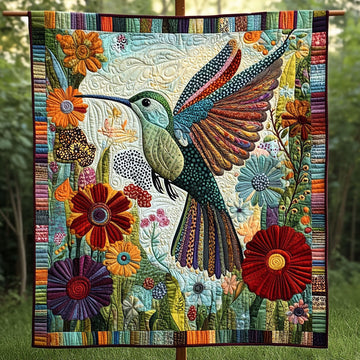 Feathered Fantasy Quilted Blanket Xmas Holiday Hummingbird Gifts For Men - Marykun