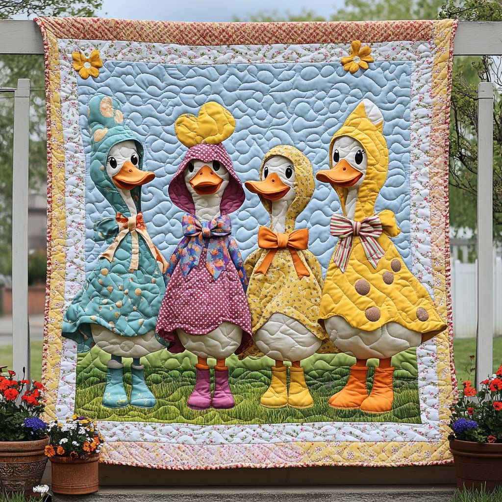 Feathered Friends Quilted Blanket Christmas Throw Blanket Duck Related Gifts - Marykun