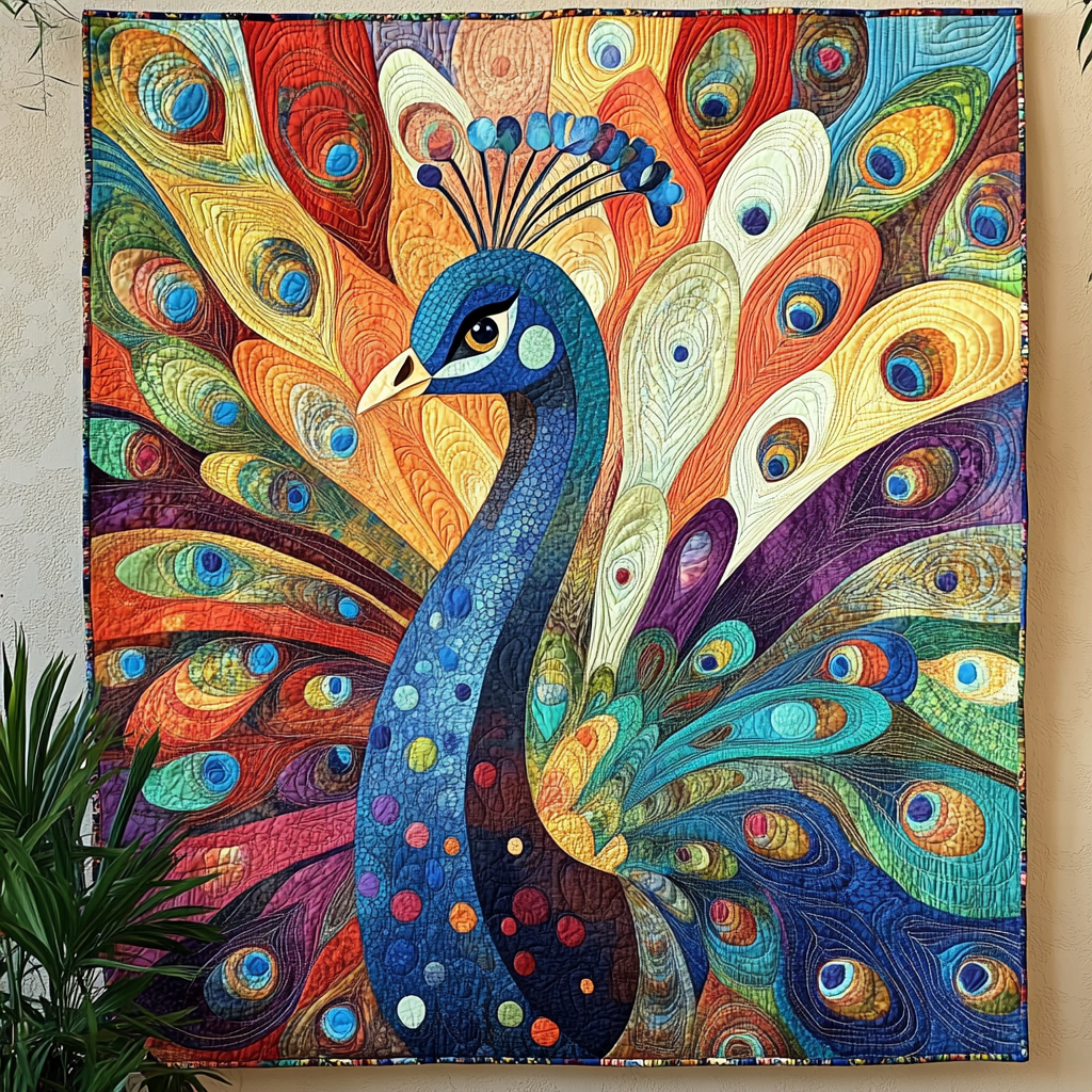 Feathered Majesty Quilted Blanket Christmas Throw Blanket Peacock Lovers Gifts For Women - Marykun