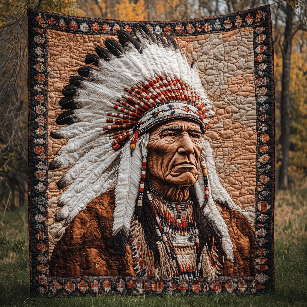 Feathers of the Ancients Quilted Blanket Best Throw Blanket Native American Christmas Gift Ideas - Marykun