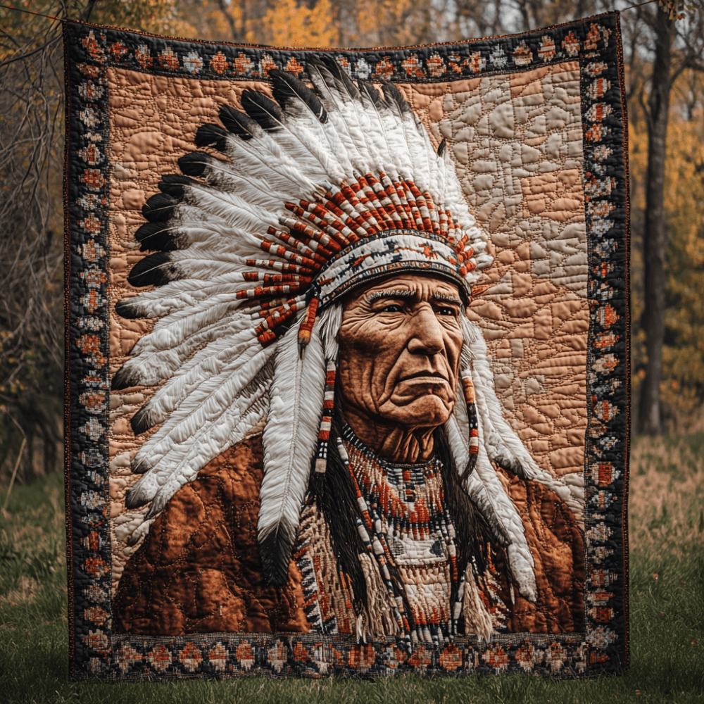 Feathers of the Ancients Quilted Blanket Best Throw Blanket Native American Christmas Gift Ideas - Marykun