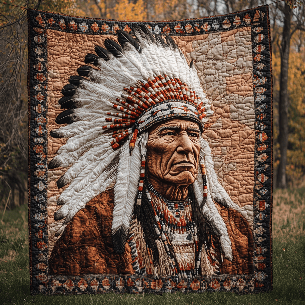 Feathers of the Ancients Quilted Blanket Best Throw Blanket Native American Christmas Gift Ideas - Marykun