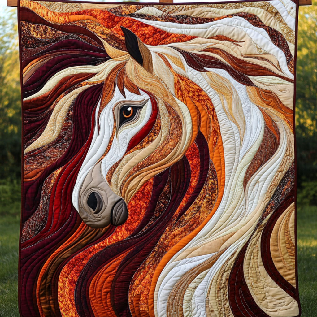 Fiery Gallop Quilted Blanket Best Couch Throw Blanket Horse Themed Presents - Marykun