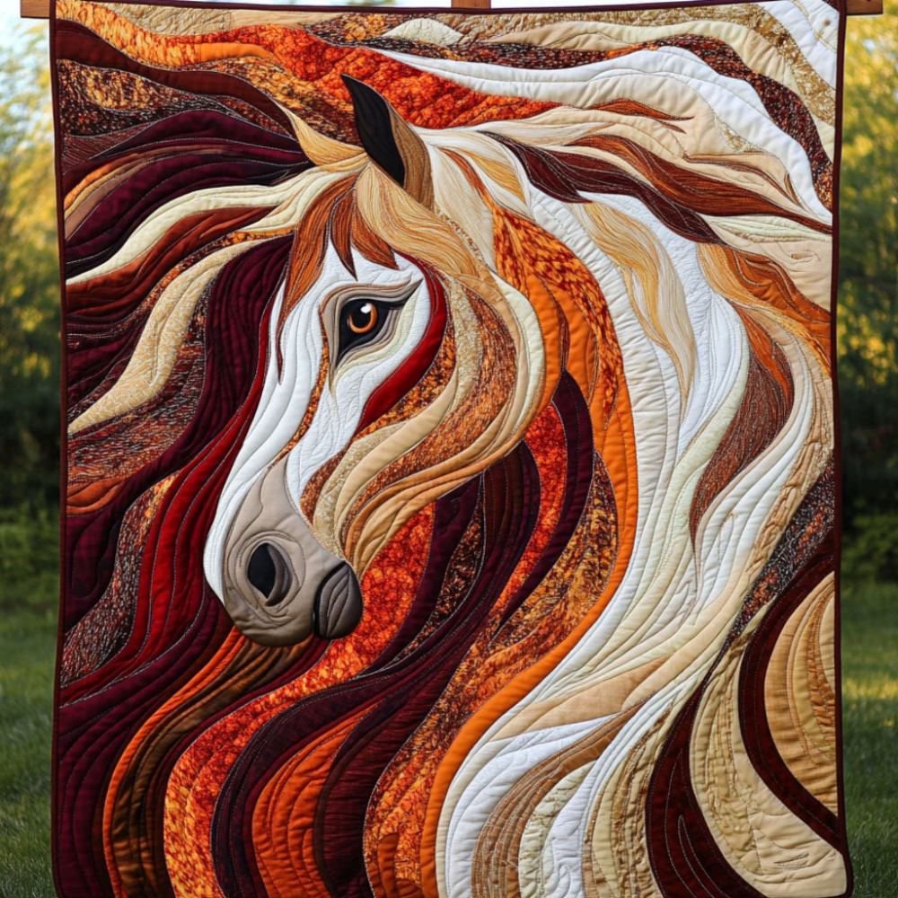 Fiery Gallop Quilted Blanket Best Couch Throw Blanket Horse Themed Presents - Marykun