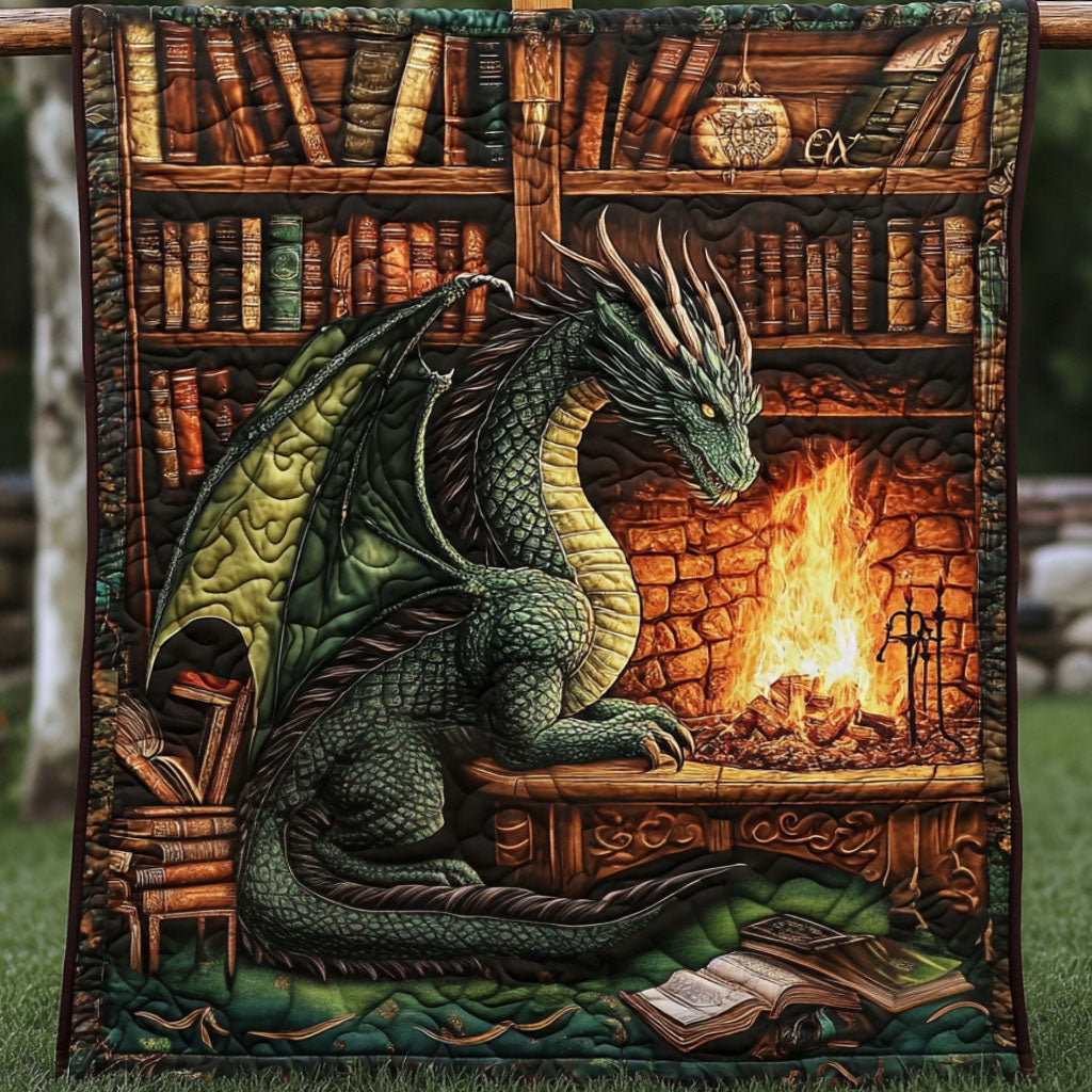 Fireside Spellkeeper Quilted Blanket Best Throw Blanket Best Dragon Gifts - Marykun
