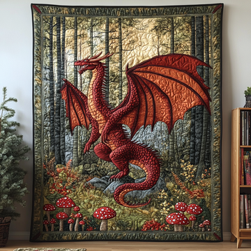 Firestorm Dragon Quilted Blanket Nice Throw Blanket Items Stuff For DragonLovers - Marykun