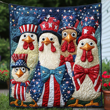 Firework Hen Family Quilted Blanket Bed Christmas Decor Birthday Present For A Farmer - Marykun