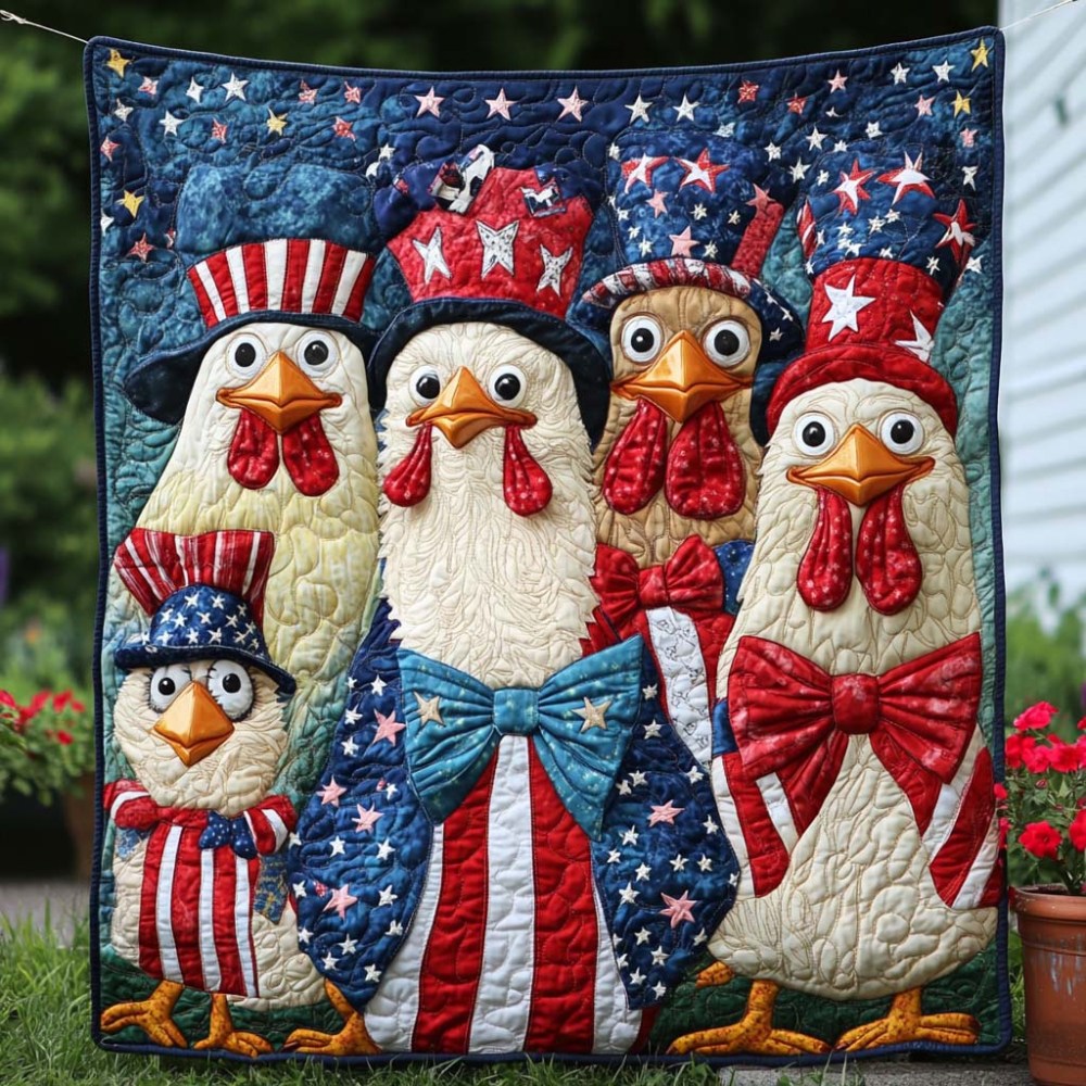 Firework Hen Family Quilted Blanket Bed Christmas Decor Birthday Present For A Farmer - Marykun