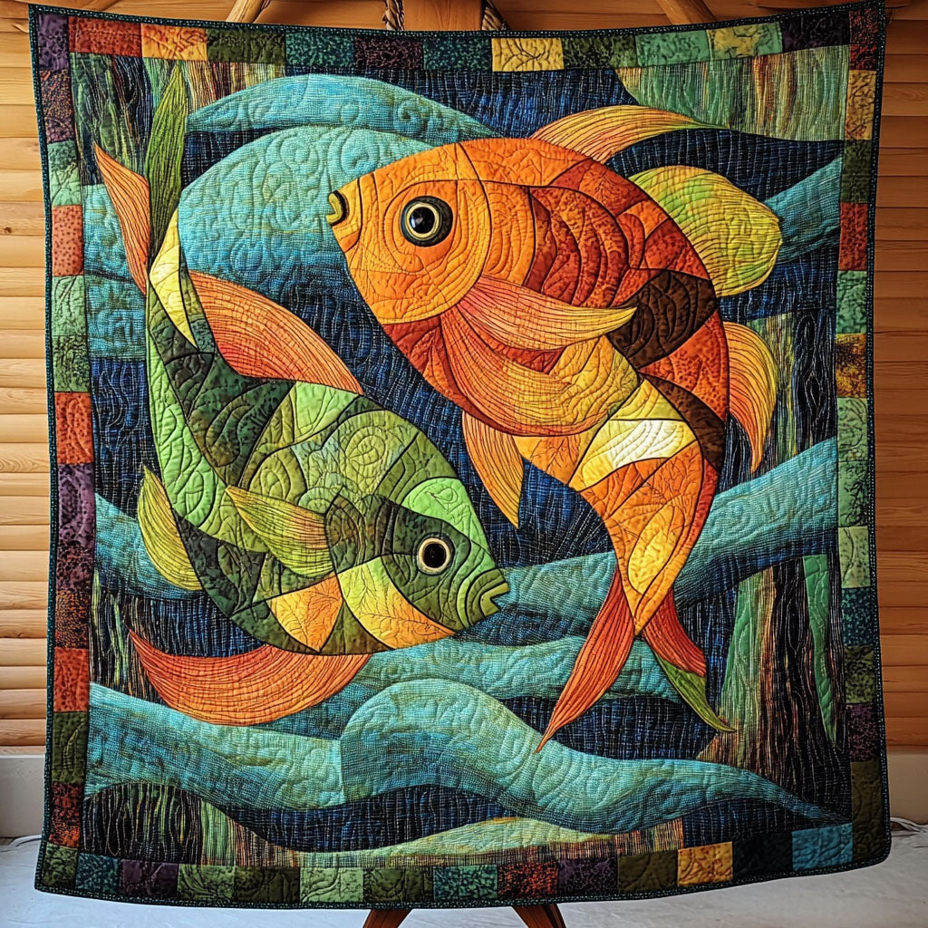 Fish Dance Quilted Blanket Christmas Throw Blanket Cool Gifts For Fishermen - Marykun