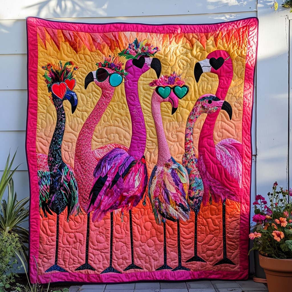 Flamin Fun Quilted Blanket Cute Throw Blanket Flamingo Special Gifts - Marykun