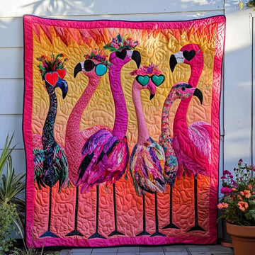 Flamin Fun Quilted Blanket Cute Throw Blanket Flamingo Special Gifts - Marykun