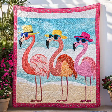 Flamingo Paradise Quilted Blanket Best Throw Blanket Best Dragon Gifts - Marykun
