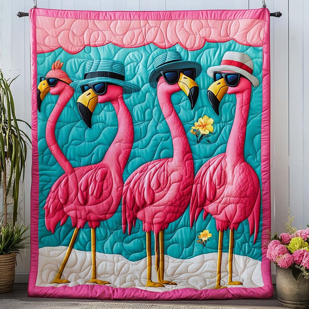 Flamingo Swagger Quilted Blanket Xmas Holiday Best Gifts For Hippie Friends - Marykun