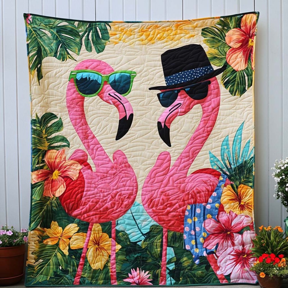 Flamingo Tango Quilted Blanket Christmas Holiday Best Gift For Dragon Lovers - Marykun