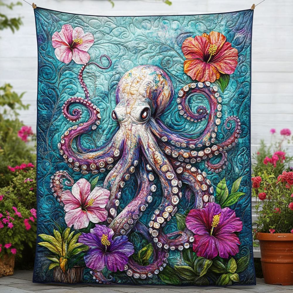 Floating Inkform Quilted Blanket Xmas Holiday Octopus Gifts For Men - Marykun