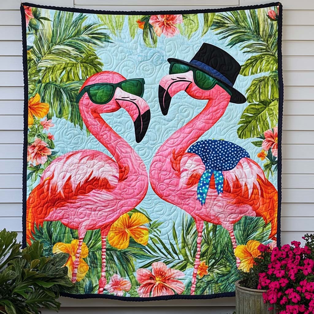 Floaty Flamingo Quilted Blanket Bedroom Xmas Decor Best Hummingbird Themed Gifts - Marykun