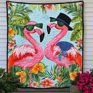Floaty Flamingo Quilted Blanket Bedroom Xmas Decor Best Hummingbird Themed Gifts - Marykun