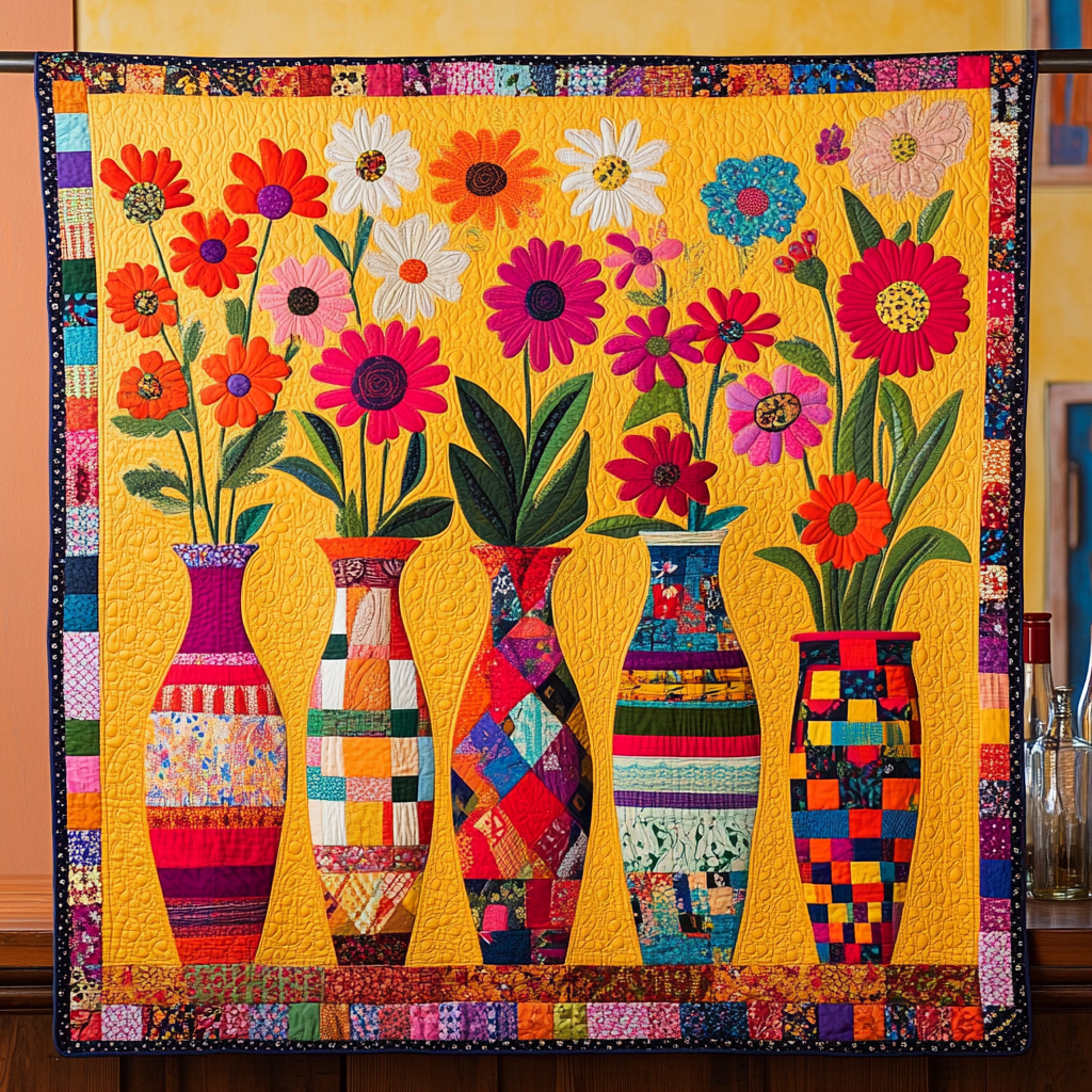 Flora Vases Quilted Blanket Cute Throw Blanket Mexican Themed Presents - Marykun