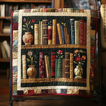 Floral Bookends Quilted Blanket Sofa Couch Throw Blanket Best Gifts For Book Lovers - Marykun