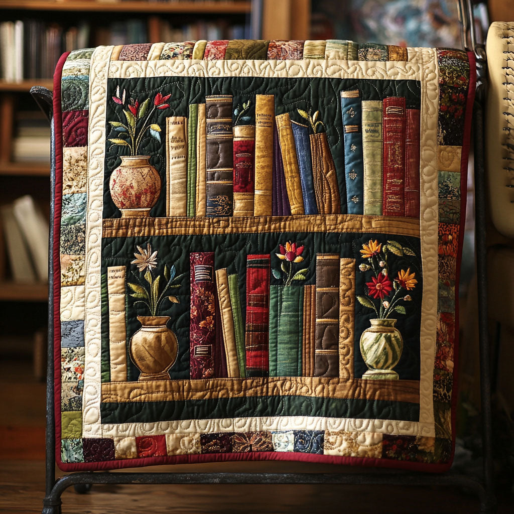 Floral Bookends Quilted Blanket Sofa Couch Throw Blanket Best Gifts For Book Lovers - Marykun