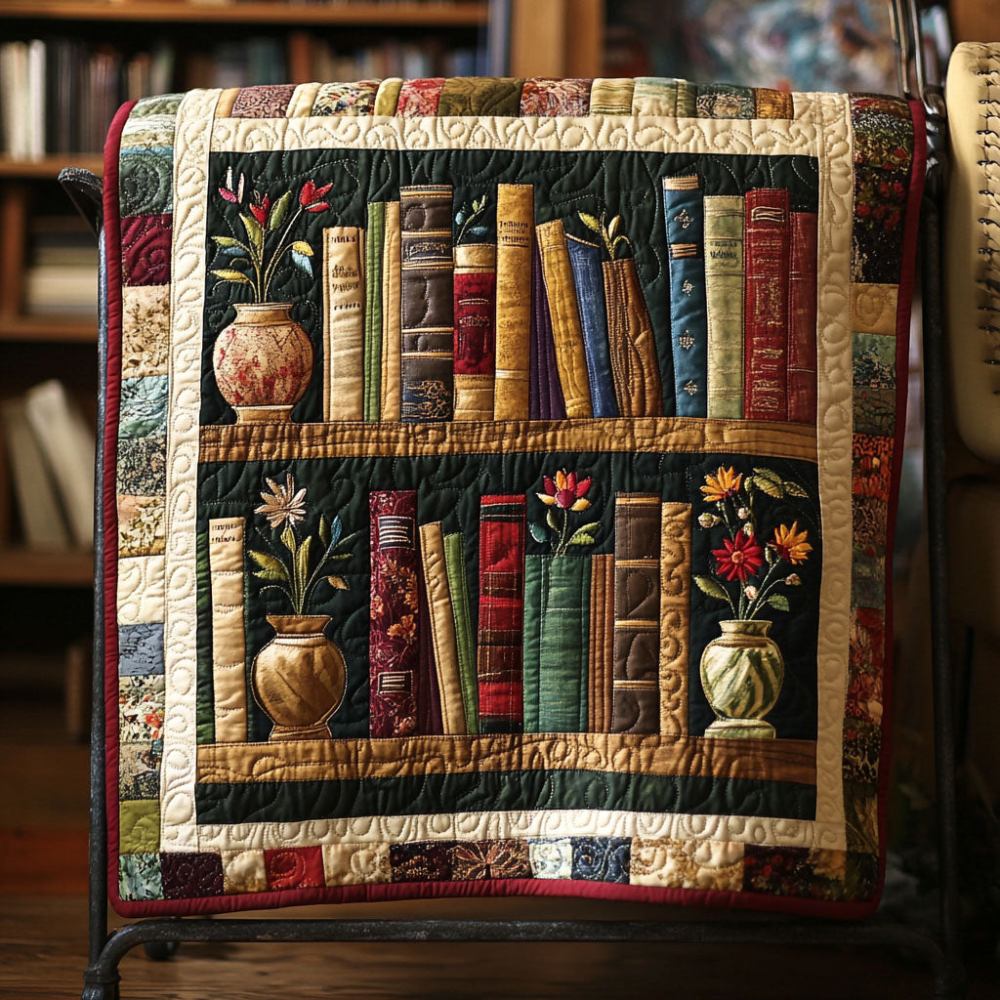 Floral Bookends Quilted Blanket Sofa Couch Throw Blanket Best Gifts For Book Lovers - Marykun