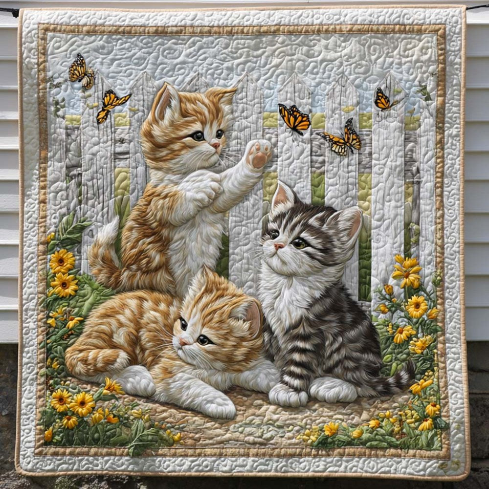 Floral Feline Quilted Blanket Christmas Room Decor Gift Ideas For Cat People - Marykun