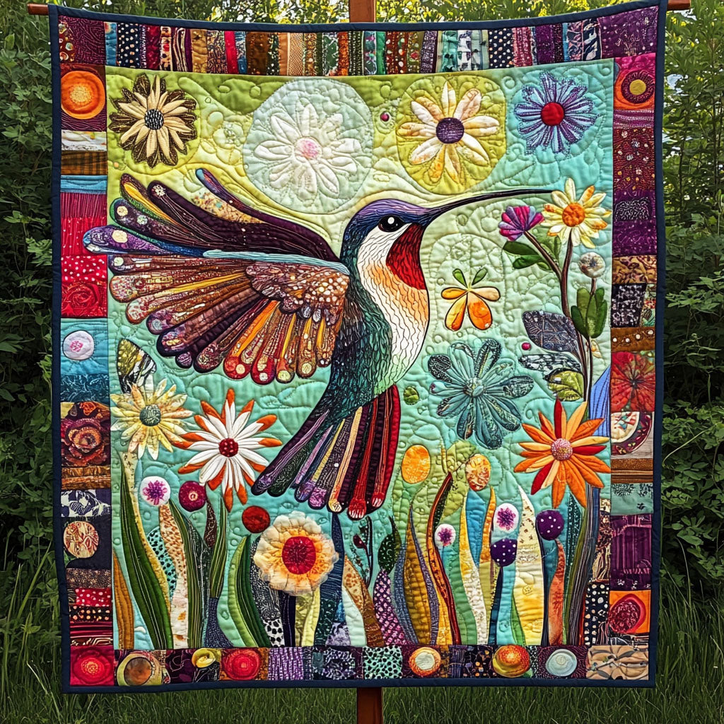 Floral Flurry Quilted Blanket Bedroom Xmas Decor Awesome Hummingbird Gifts - Marykun