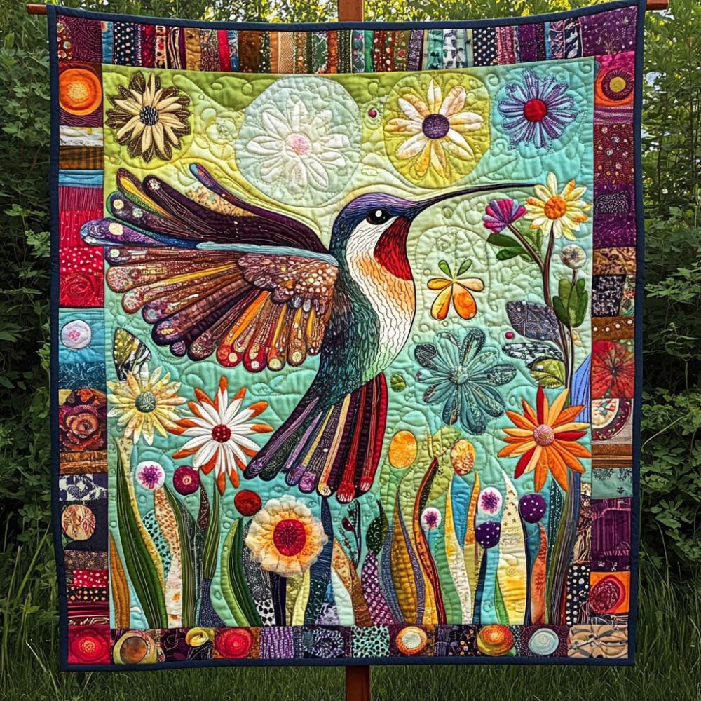 Floral Flurry Quilted Blanket Bedroom Xmas Decor Awesome Hummingbird Gifts - Marykun