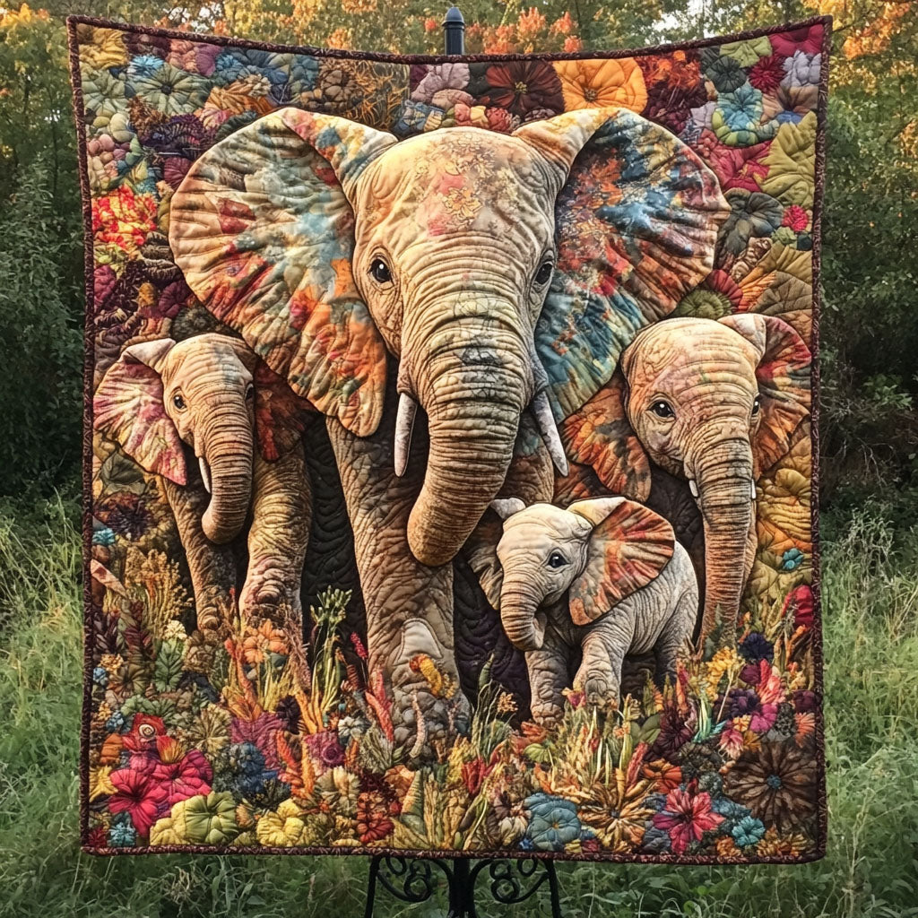 Floral Giants Quilted Blanket Cool Throw Blanket Gift Ideas For Elephant Lovers - Marykun