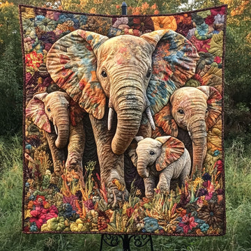 Floral Giants Quilted Blanket Cool Throw Blanket Gift Ideas For Elephant Lovers - Marykun