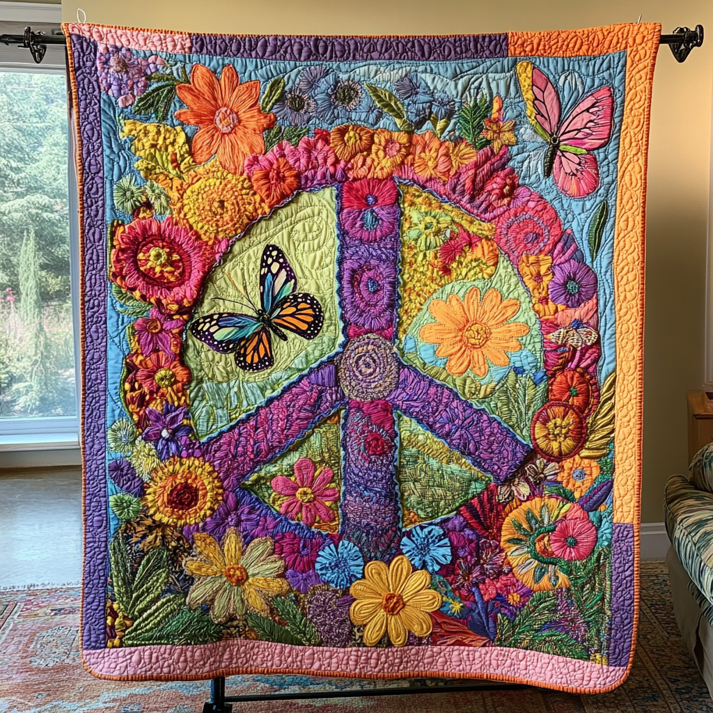 Floral Serenity Quilted Blanket Cute Bedroom Decor Christmas Gift Ideas For Hippies - Marykun