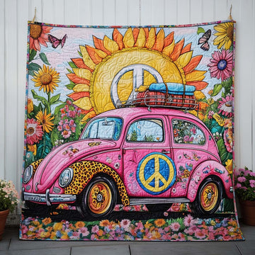 Flower Power Ride Quilted Blanket Bedroom Decor Christmas Gifts For Your Hippie Friend - Marykun