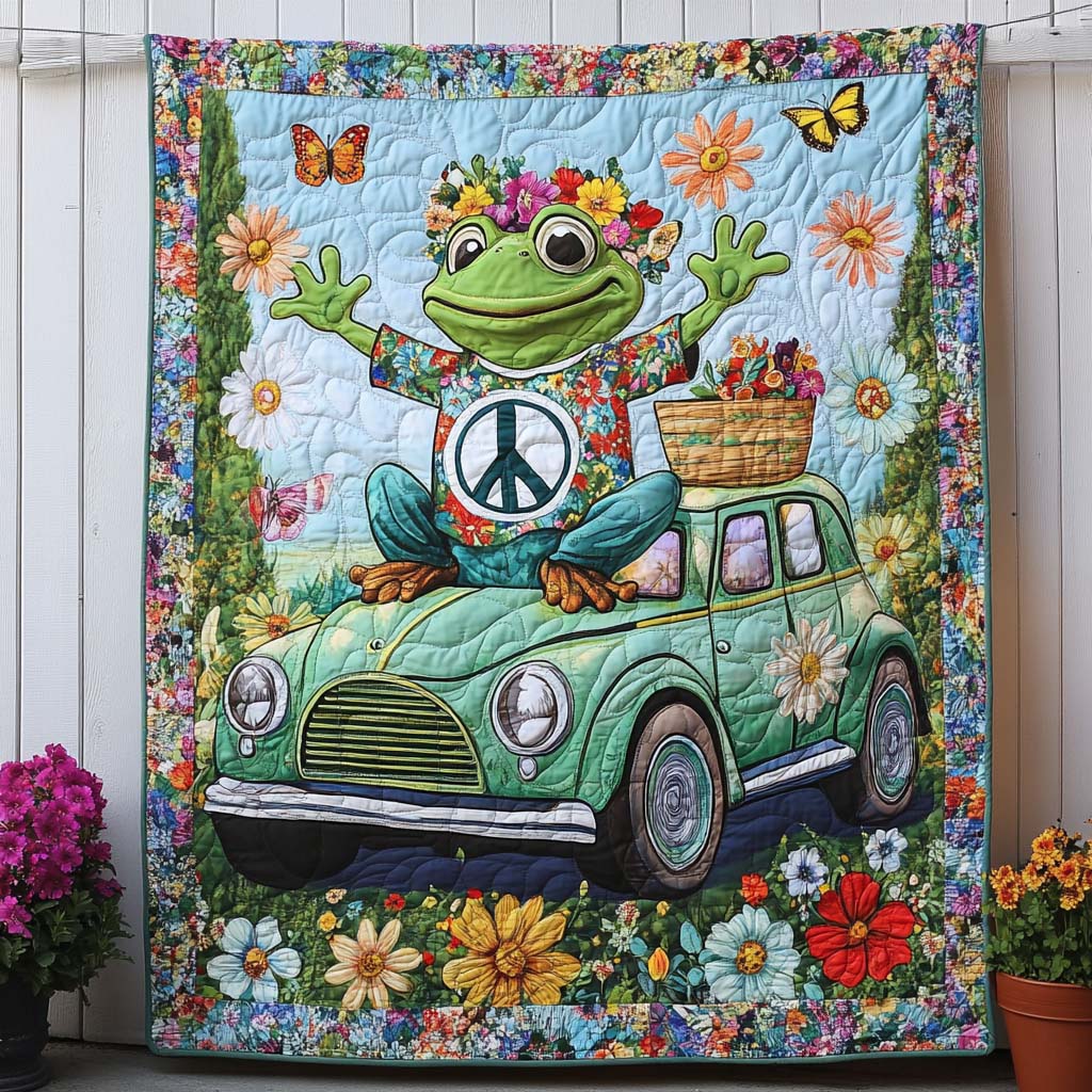 Flower Roadtrip Quilted Blanket Sofa Couch Throw Blanket Hippie Present Ideas - Marykun