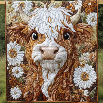 Fluffy Highland Dream Quilted Blanket Cool Throw Blanket Highland Cow Gifts For Women - Marykun