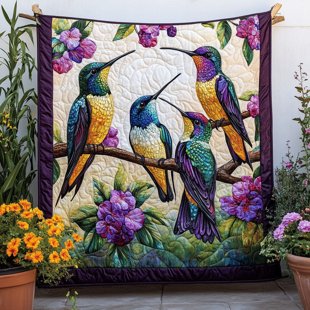 Flutter Bloom Quilted Blanket Best Couch Throw Blanket Unique Hummingbird Presents - Marykun
