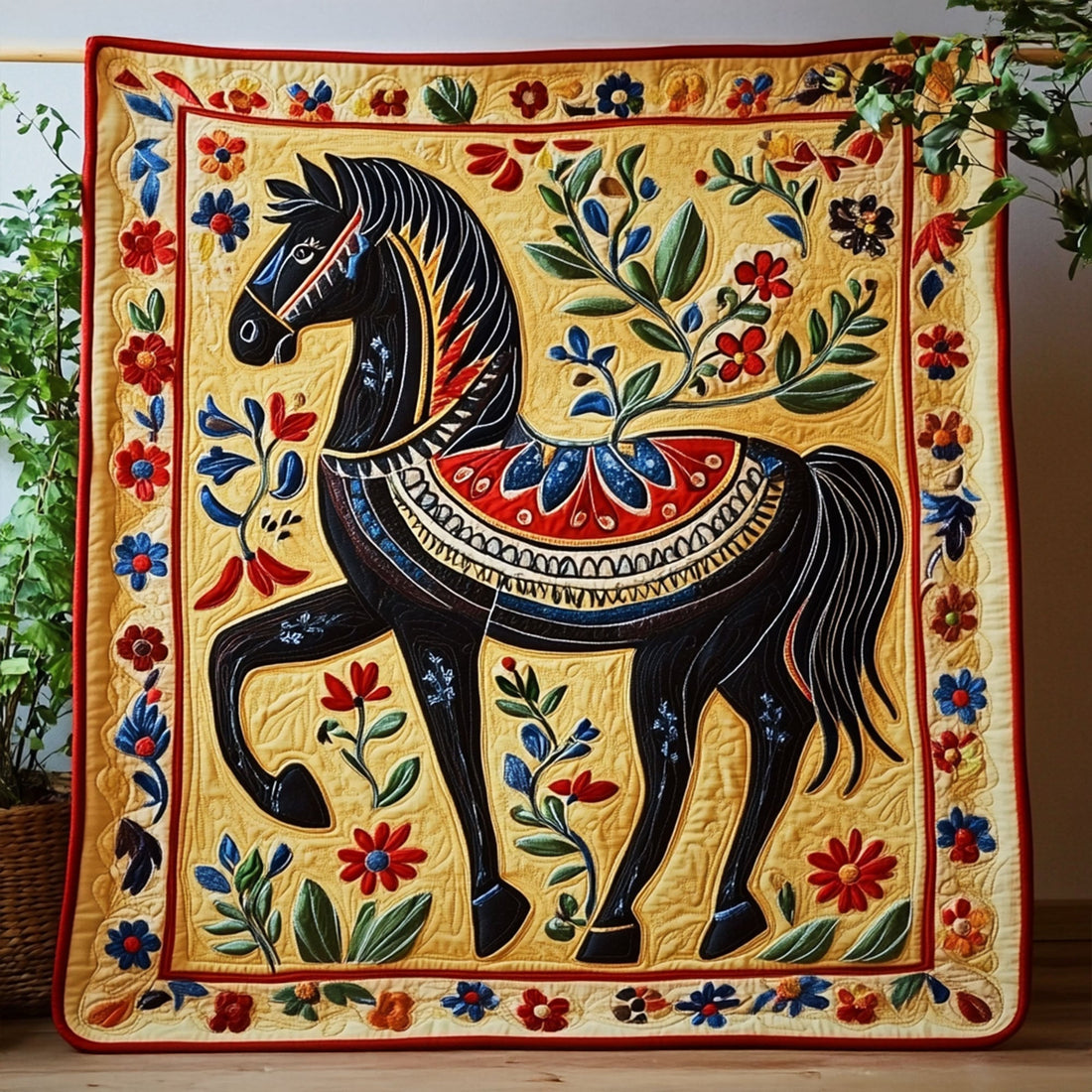 Folk Festival Ride Quilted Blanket Christmas Throw Blanket Best Gifts For Horse Owners - Marykun
