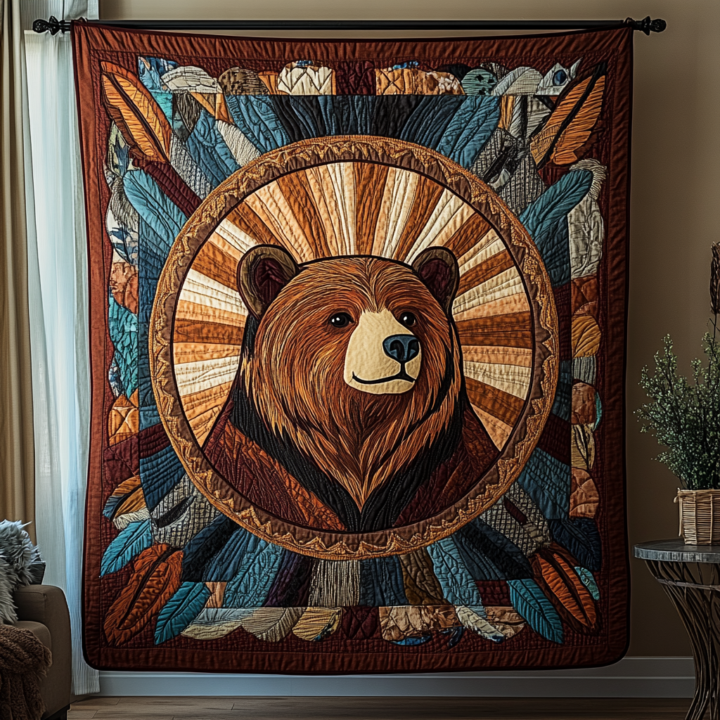 Forest Bear Quilted Blanket Christmas Holiday Best Presents For Cat Lovers - Marykun
