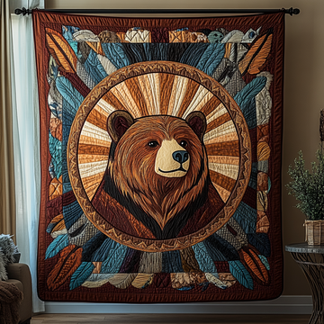 Forest Bear Quilted Blanket Christmas Holiday Best Presents For Cat Lovers - Marykun
