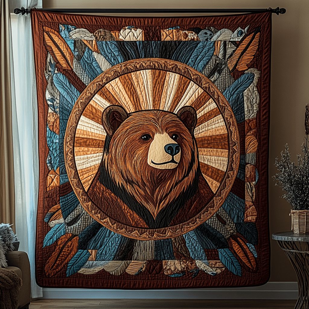 Forest Bear Quilted Blanket Christmas Holiday Best Presents For Cat Lovers - Marykun